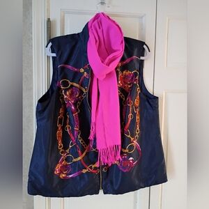 Charter Club Blue and Brown Reversible Vest